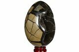 Septarian Dragon Egg Geode - Black Crystals #120881-2